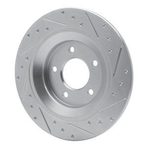Mazda 5 Brake Rotor (1) - Rear Left - R1 Concepts - Drilled & Slotted - Silver - `06-`15